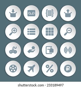 Flat icons vector set paper and shadow effect for web design, infographics, ui and mobile apps. Objects, business, office, communication and marketing items