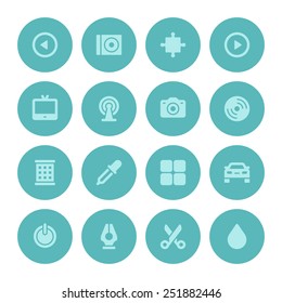 Flat icons vector set for web site design, infographics, ui and mobile apps. Objects, business, office, communication and marketing items 
