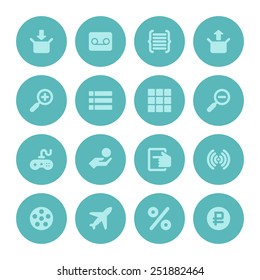 Flat icons vector set for web site design, infographics, ui and mobile apps. Objects, business, office, communication and marketing items 