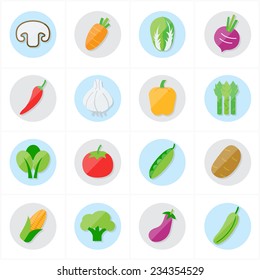 Flat Icons Vegetables Icons Vector Illustration