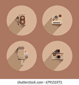 Flat icons vintage Video, Photo Camera set vector illustration