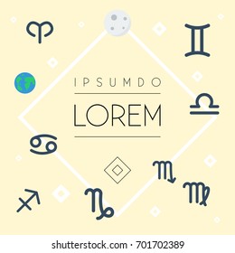 Flat Icons Virgin, Earth Planet, Crab And Other Vector Elements. Set Of Astronomy Flat Icons Symbols Also Includes Scorpion, Scales, Arrow Objects.