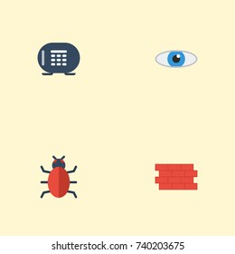 Flat Icons Virus, Safe, Vision And Other Vector Elements. Set Of Procuring Flat Icons Symbols Also Includes Wall, Vision, Gloves Objects.