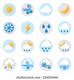 Flat Icons Weather Icons Vector Illustration