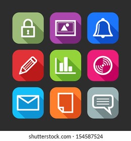flat icons for web and mobile applications (flat design with long shadows) 