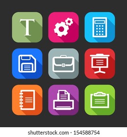 flat icons for web and mobile applications (flat design with long shadows) 