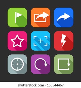 flat icons for web and mobile applications (flat design with long shadows) 