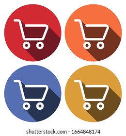 Flat Icons For Web And Mobile Applications. Shoping Cart Icon. Long Shadow Design