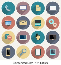 Flat Icons for web and mobile applications objects, business, technology items. Vector collection