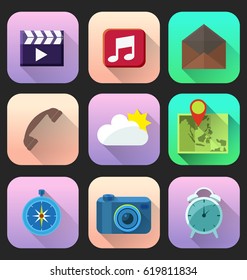 Flat Icons for web and mobile applications objects.