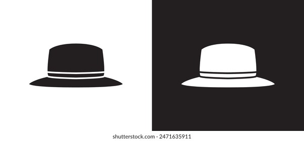 Flat icons of women classic hats, Simple icon of classic hats, Sun visor hat, Summer hat, Womenswear, Fashion element vector illustration on black and white background. eps 10