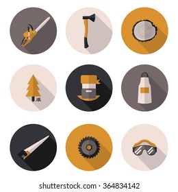 flat icons Woodman in vector format eps10