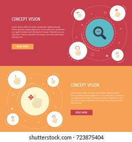 Flat Icons Zoom Out, Touch, Enlarge And Other Vector Elements. Set Of Gestures Flat Icons Symbols Also Includes Finger, Double, Soft Objects.