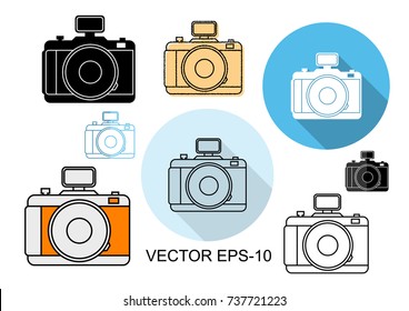 flat icons,solid icons,thin line icons for camera,vector illustrations