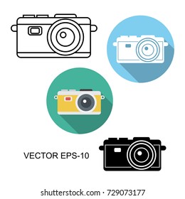 flat icons,thin line icons,solid icons for camera ,vector illustrations