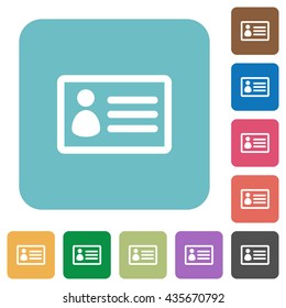 Flat ID card icons on rounded square color backgrounds.