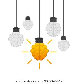 Flat idea for concept design. Lightbulb icon. Idea, solution, business, strategy concept. Vector stock illustration