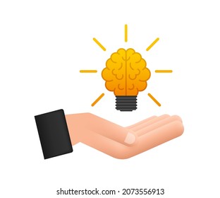 Flat idea for concept design. Lightbulb icon. Idea, solution, business, strategy concept. Vector stock illustration