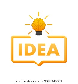 Flache Idee für Concept Design. Glühbirnen-Symbol. Idee, Lösung, Geschäft, Strategiekonzept. Vektorgrafik