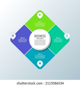 Plantilla de infografía de idea plana elementos coloridos con 4 pasos
