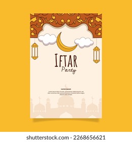 Flat iftar invitation template. - Vector.