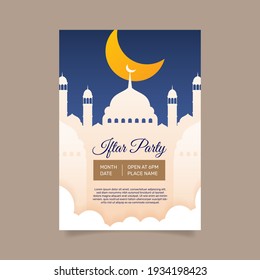 Flat iftar poster template. - Vector.