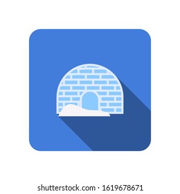 flat igloo icon with long shadow vector illustration