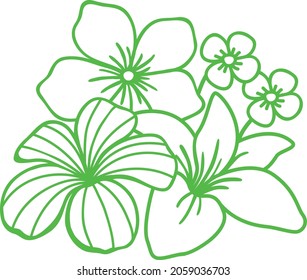 Ilustración plana de la flor verde
