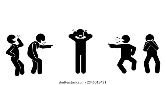 flat illlustraion vector  stick figure,stickman,pictogram bullying harassment