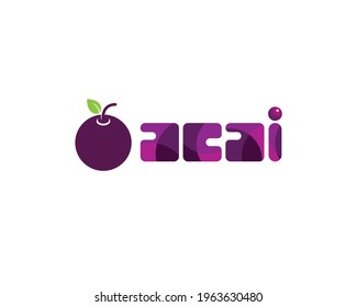 flat illlustration of purple acai berry logo template with fruit name