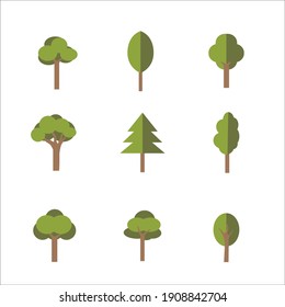 flat illustartion of green trees vector, nature icon for design element   