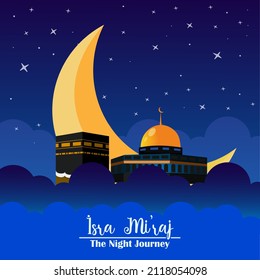 Flat illustartion isra mi'raj free vector. Islamic Background. Islamic Festival.