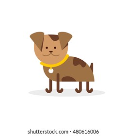 Flat illustraion dog logo template. Cute puppy logotype isolated on white background. Vector concept design. Creative and modern sign of pets.