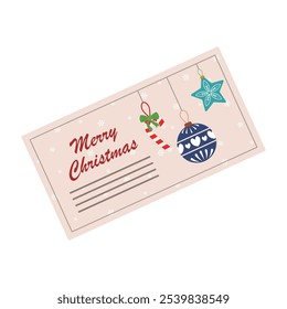 Flat Illustrated Christmas Greeting Envelopes with Festive Elements. Letter to Santa