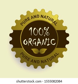 flat illustration with 100% organic food certified label