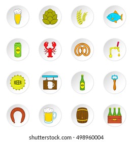 Flat illustration of 16 beer vector icons for web