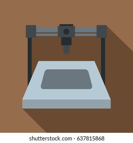 Flat illustration of 3D printer vector icon for web on coffee background