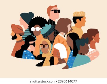 Flat illustration about diverse,  inclusion and togetherness without barrier