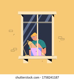 Flat illustration about Self-isolation during quarantine.