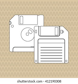 Flat illustration about vintage diskette design 