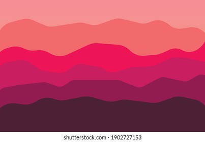 flat illustration of abstract background. waves of red shades. background from waves of different shades of red.