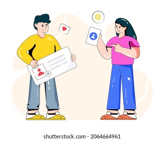 Eine flache Illustration von Add-Post, neuer Post