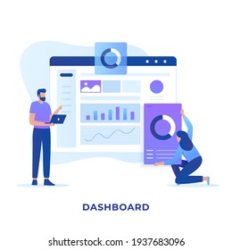 Flat illustration admin dashboard design concept. Illustration for websites, landing pages, mobile applications, posters and banners