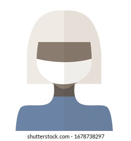 Flat illustration African American girl in a medical mask, coronavirus 2020, vector eps 10