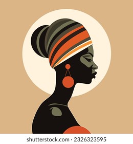 Flat Illustration of African lady, colorful abstract vector art