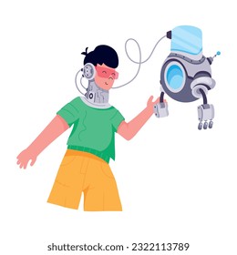 Flat illustration of ai robot 
