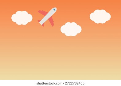 Ilustração plana de um avião voando em um céu noturno
