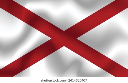 Flat Illustration of Alabama State flag. Alabama State flag design. Alabama wave flag.
