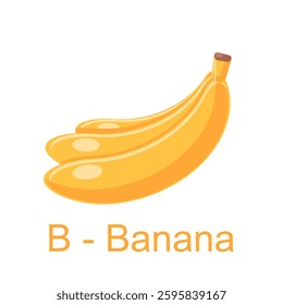 Flat illustration alphabet B for banana, learning for kids
