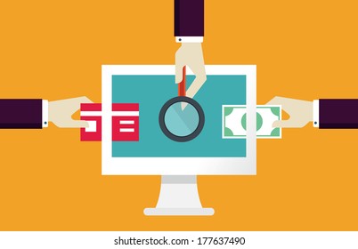 Flat illustration of analytics and investment - vector illustration